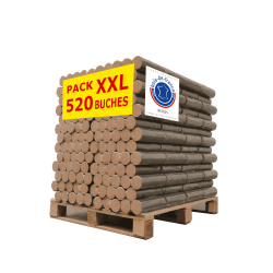 Bûches compressées 100 % feuillus — palette 1 040 kg — BUCHEVIA