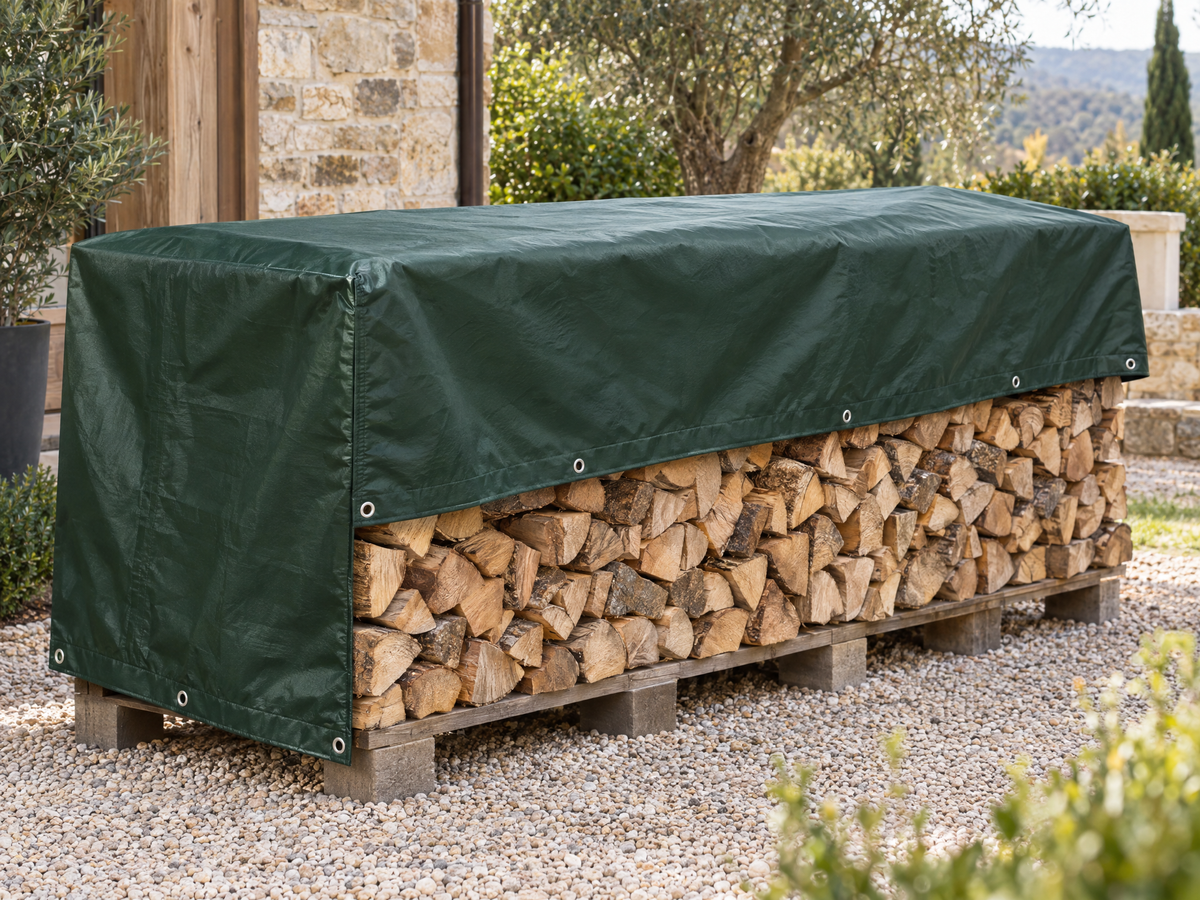 Housse ou bâche de protection pour bois — BUCHEVIA